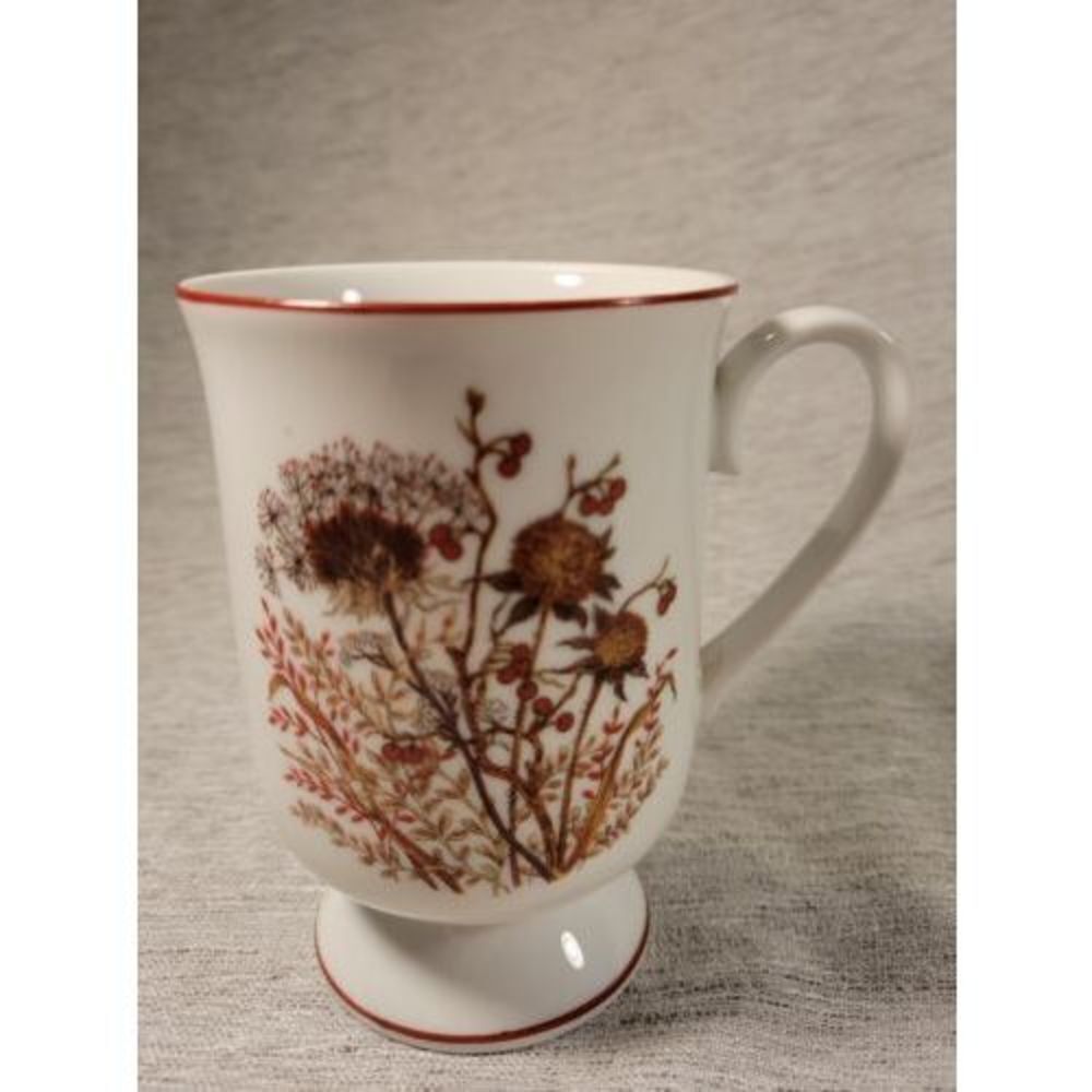 Bramble Fanci Florals Collection Porcelain Pedestal Mug Cup China Japan Vintage
